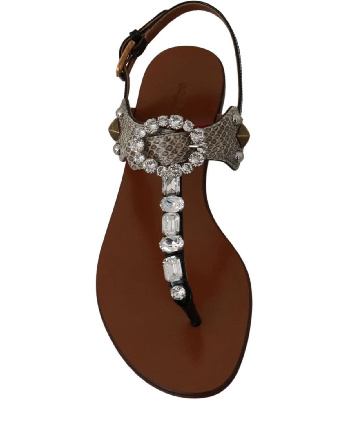 Dolce & Gabbana Leather Ayers Crystal Sandals Flip Flops Shoes Sandals