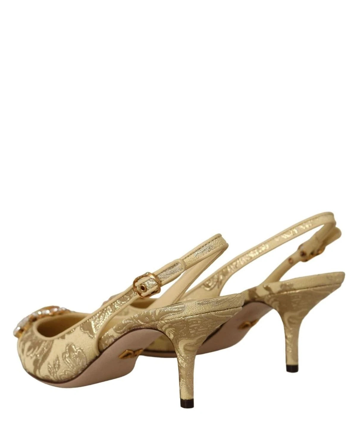 Dolce & Gabbana Gold Crystal Slingbacks Heels Heels