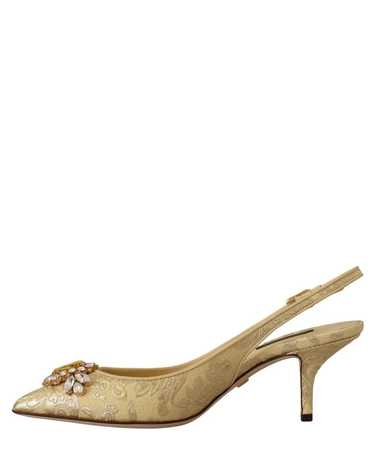 Dolce & Gabbana Gold Crystal Slingbacks Heels Heels