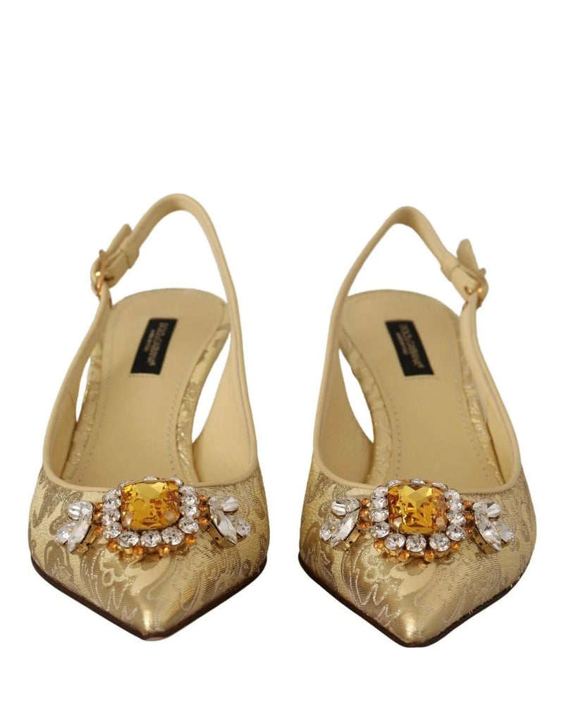Dolce & Gabbana Gold Crystal Slingbacks Heels Heels