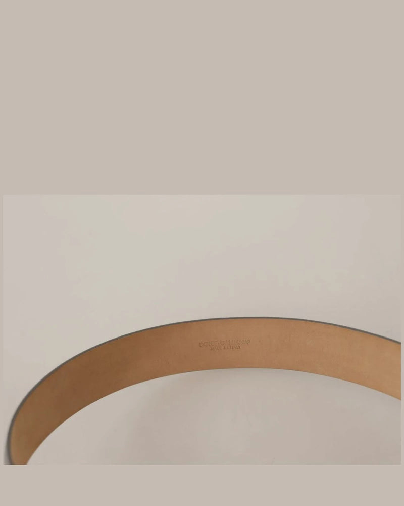 Dolce & Gabbana Silver Metallic Leather Metal Waist Buckle Belt Belts