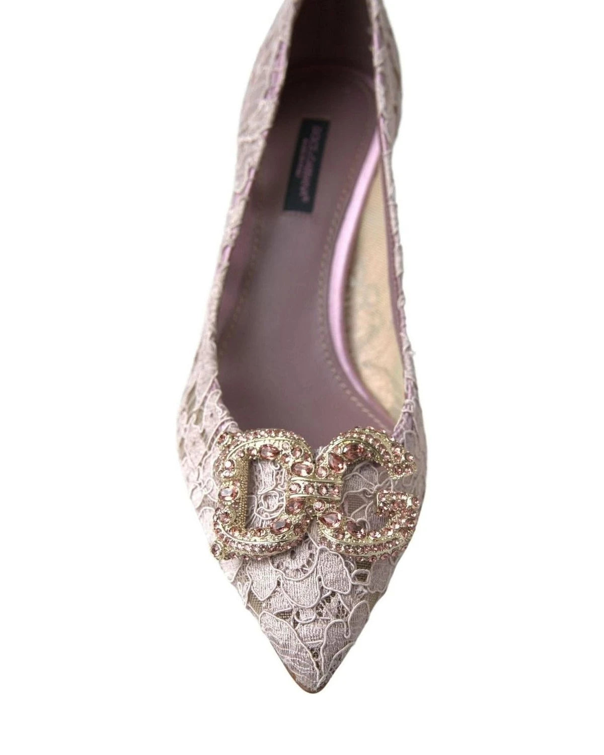 Dolce & Gabbana Pink Lace Floral Dg Crystal Pumps Shoes Heels