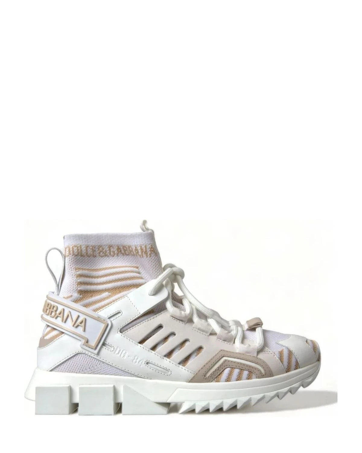 Dolce & Gabbana White Beige Sorrento Socks Sneakers Sneakers