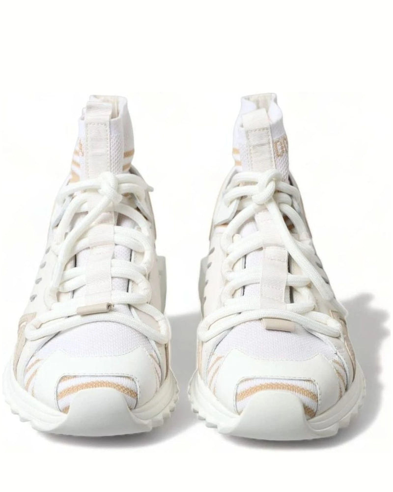 Dolce & Gabbana White Beige Sorrento Socks Sneakers Sneakers