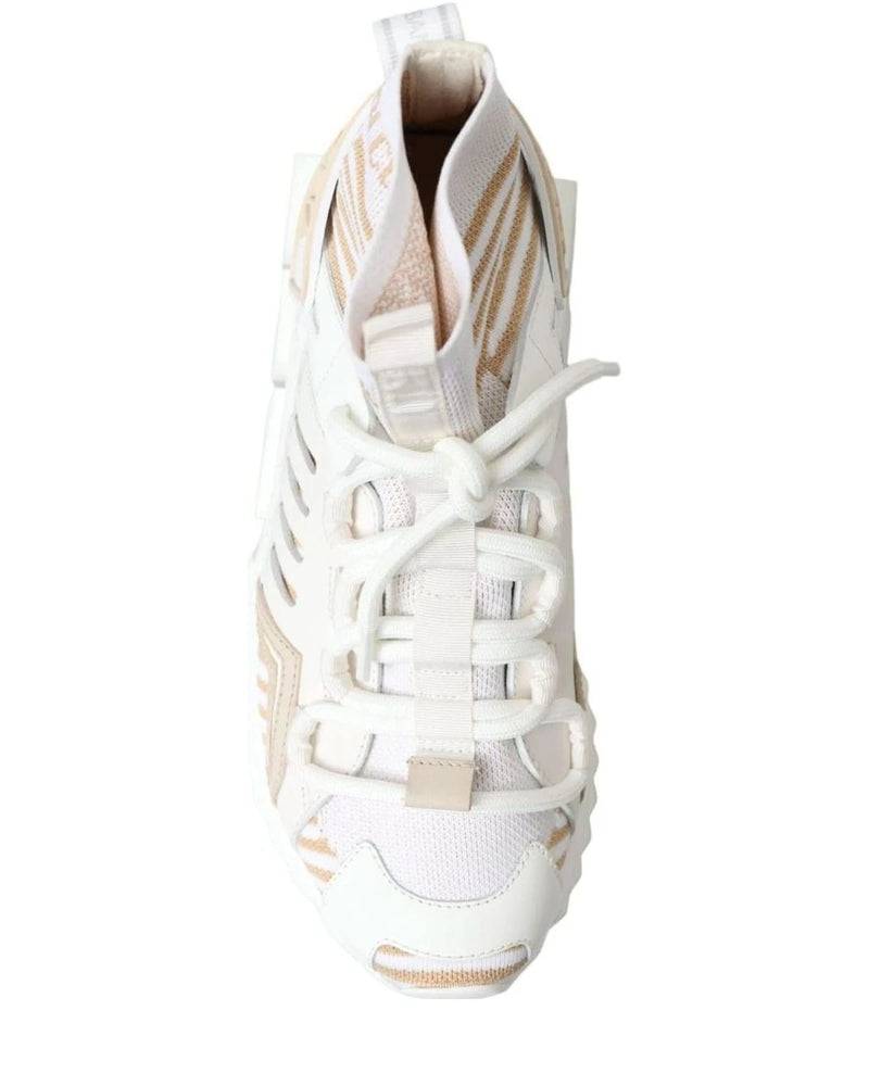 Dolce & Gabbana White Beige Sorrento Socks Sneakers Sneakers