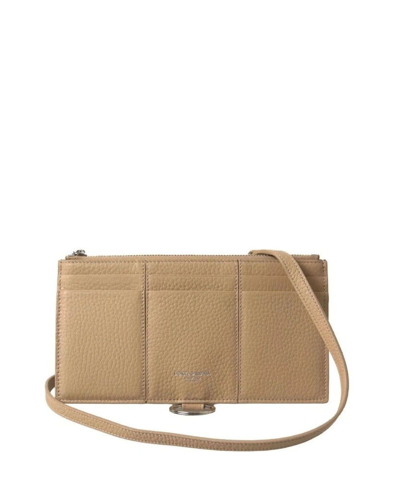 Dolce & Gabbana Beige Leather Shoulder Cardholder Strap Wallet Wallets
