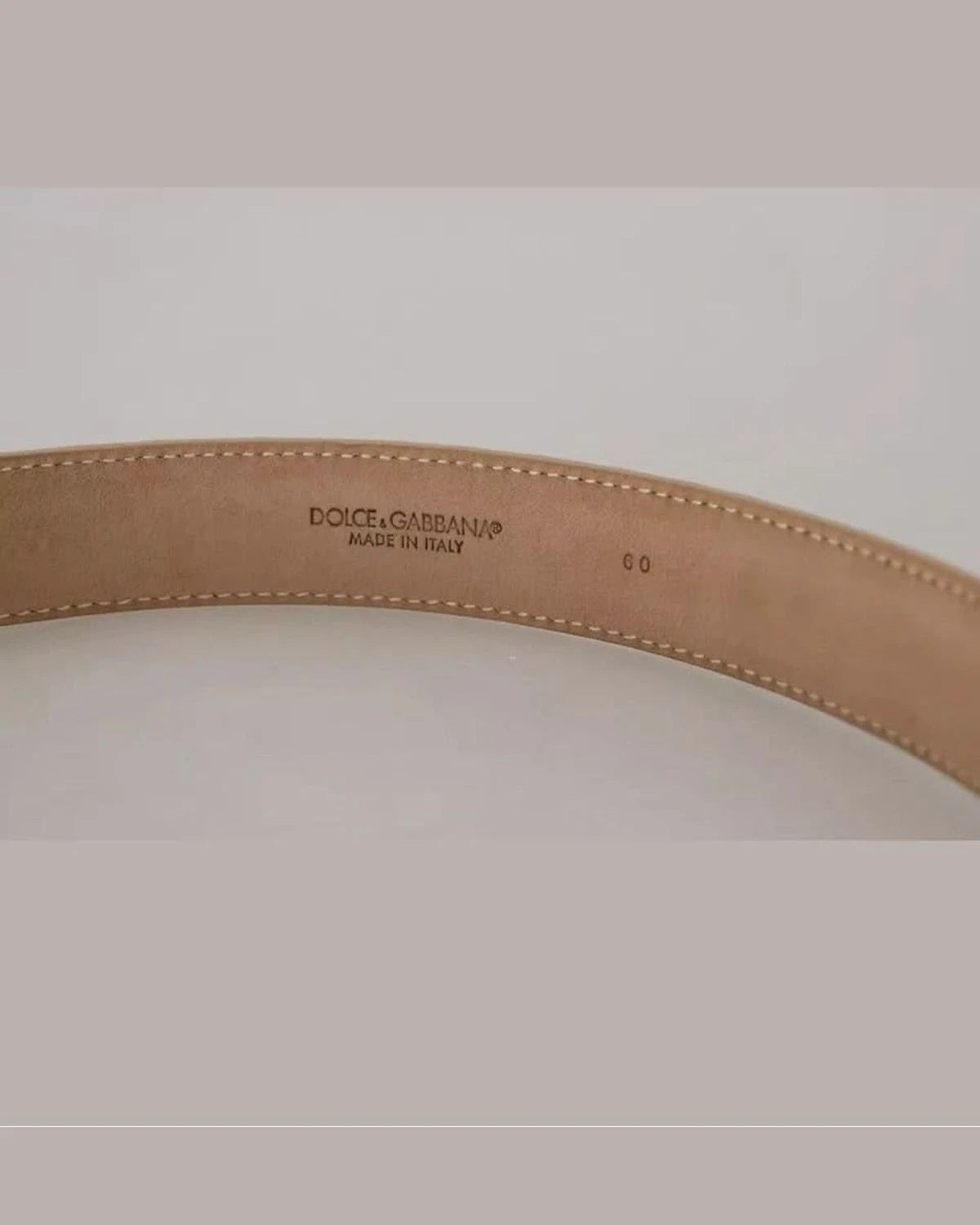 Dolce & Gabbana Beige Leather Crystal Buckle Belt Belts