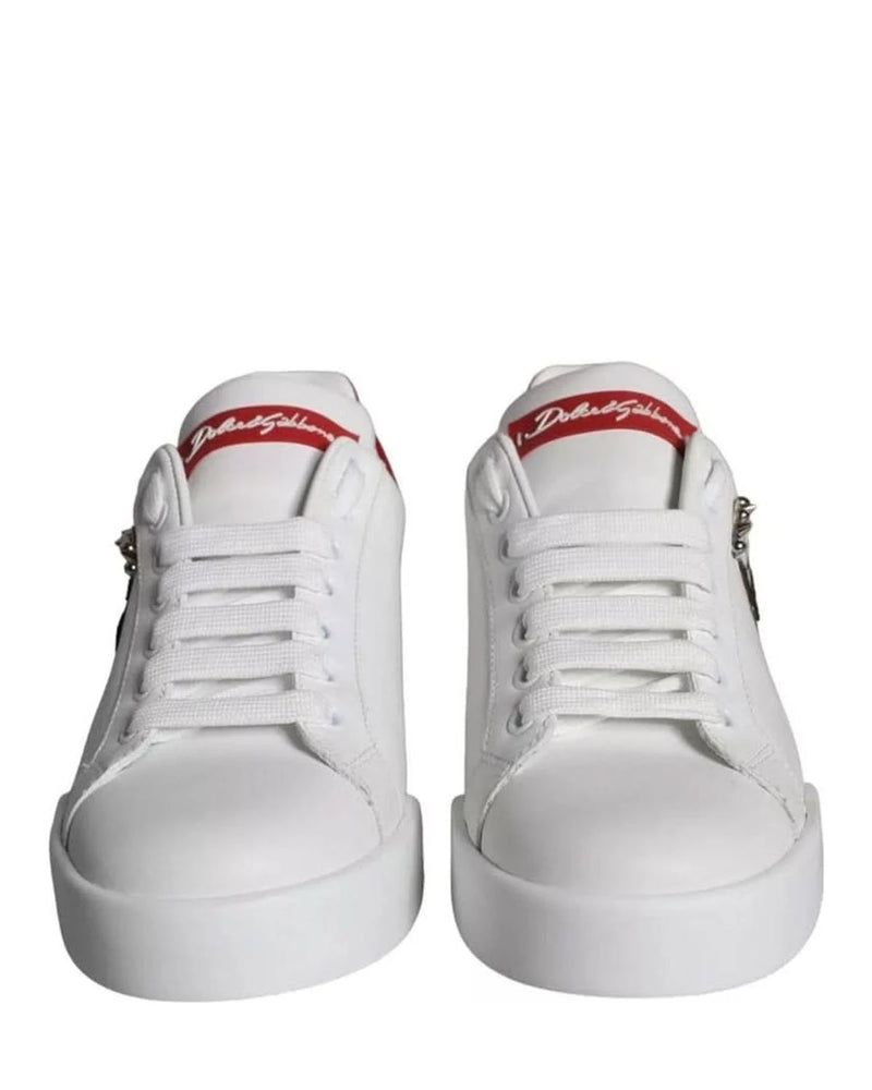 Dolce & Gabbana White Patch Calfskin Nappa Portofino Sneakers Sneakers