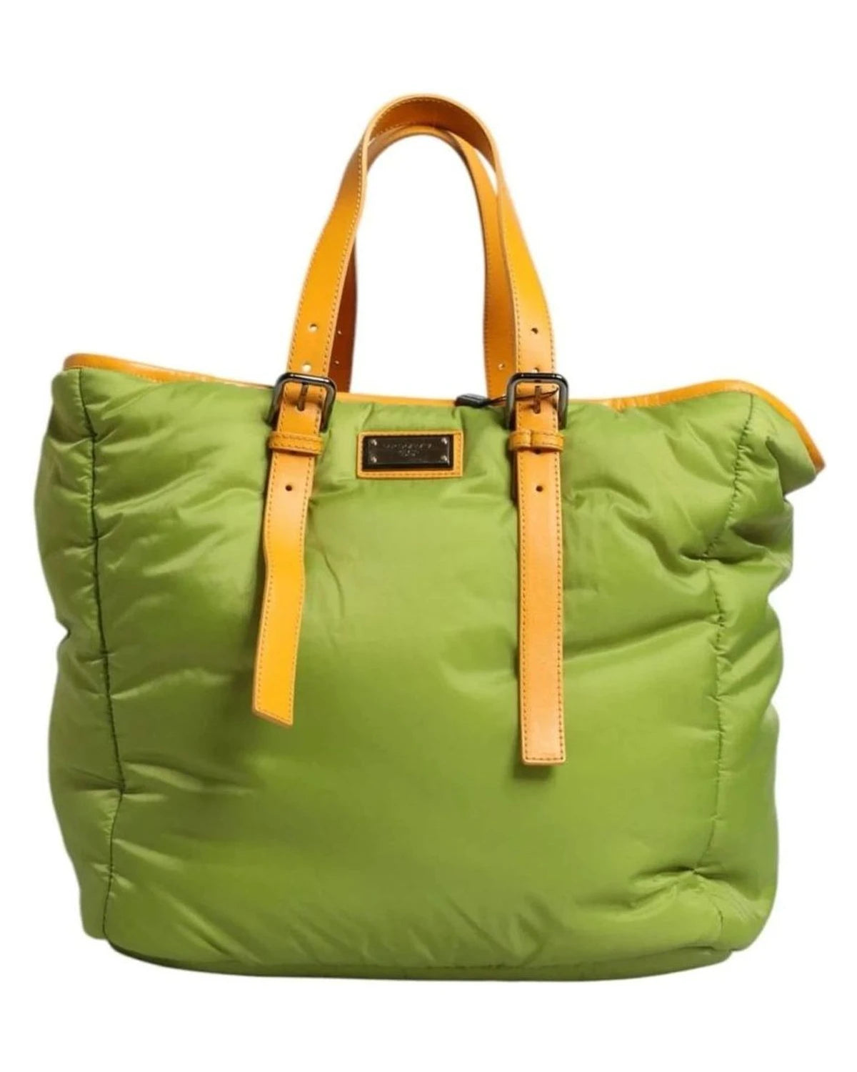 Dolce & Gabbana Green Nylon Padded Logo Plaque Tote Crossbody Bag Cross Body Bags