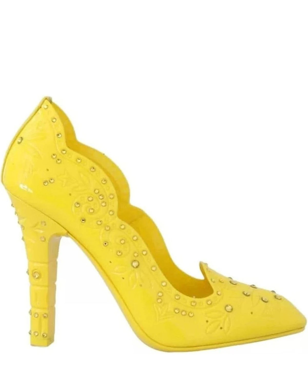 Dolce & Gabbana Yellow Crystal Heels Cinderella Shoes Heels