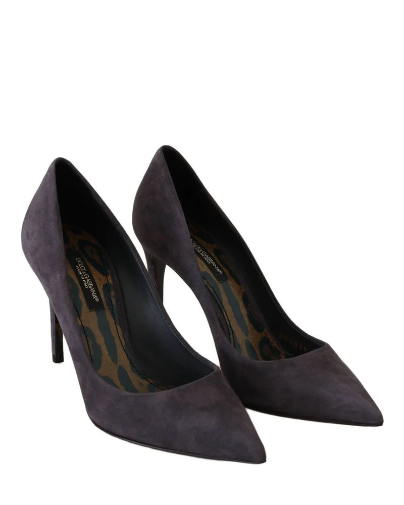 Dolce & Gabbana Gray Suede Leather Stiletto Shoes Heels Heels