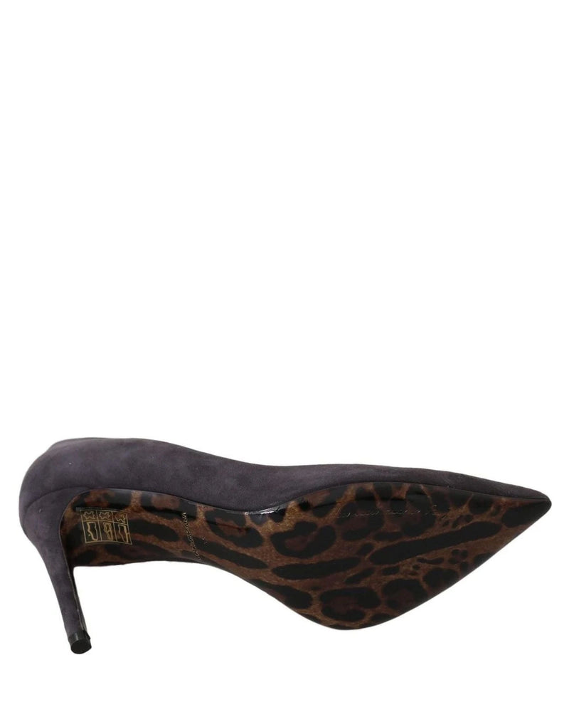 Dolce & Gabbana Gray Suede Leather Stiletto Shoes Heels Heels