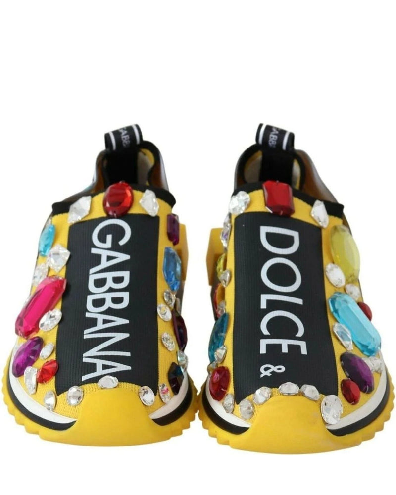 Dolce & Gabbana Yellow Crystals Sneakers Shoes Sneakers