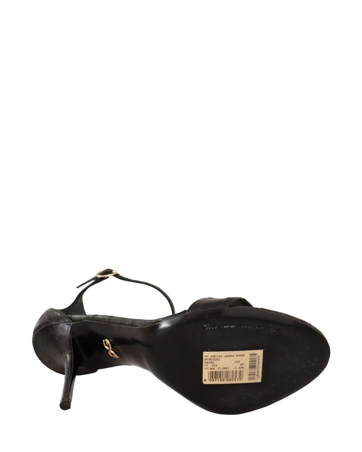 Dolce & Gabbana Black Ostrich Ankle Strap Heels Sandals Shoes Heels