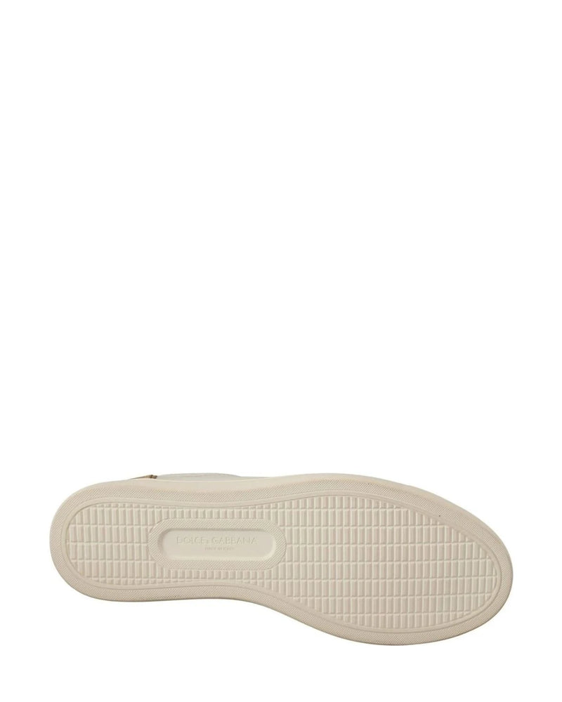 Dolce & Gabbana White Leather Gold Low Top Sneakers Sneakers