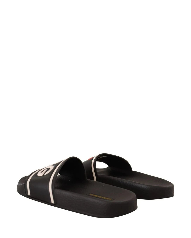 Dolce & Gabbana Black Leather Slides Sandals Sandals