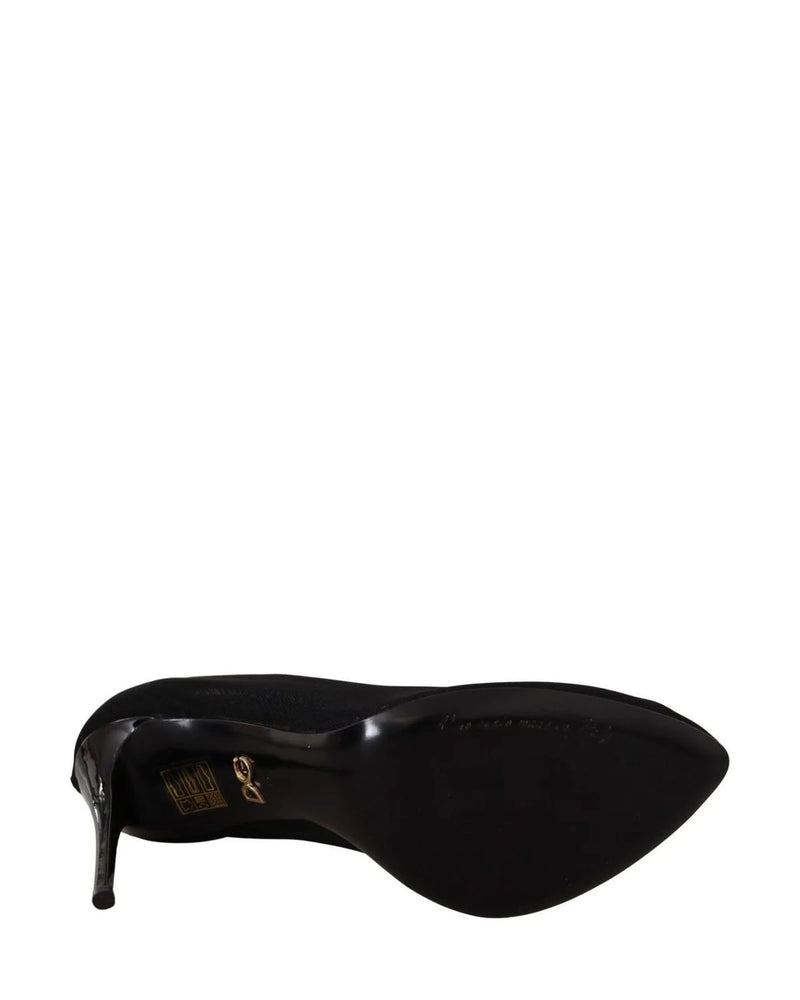 Dolce & Gabbana Black Tulle Stretch Boots Pumps Shoes Heels