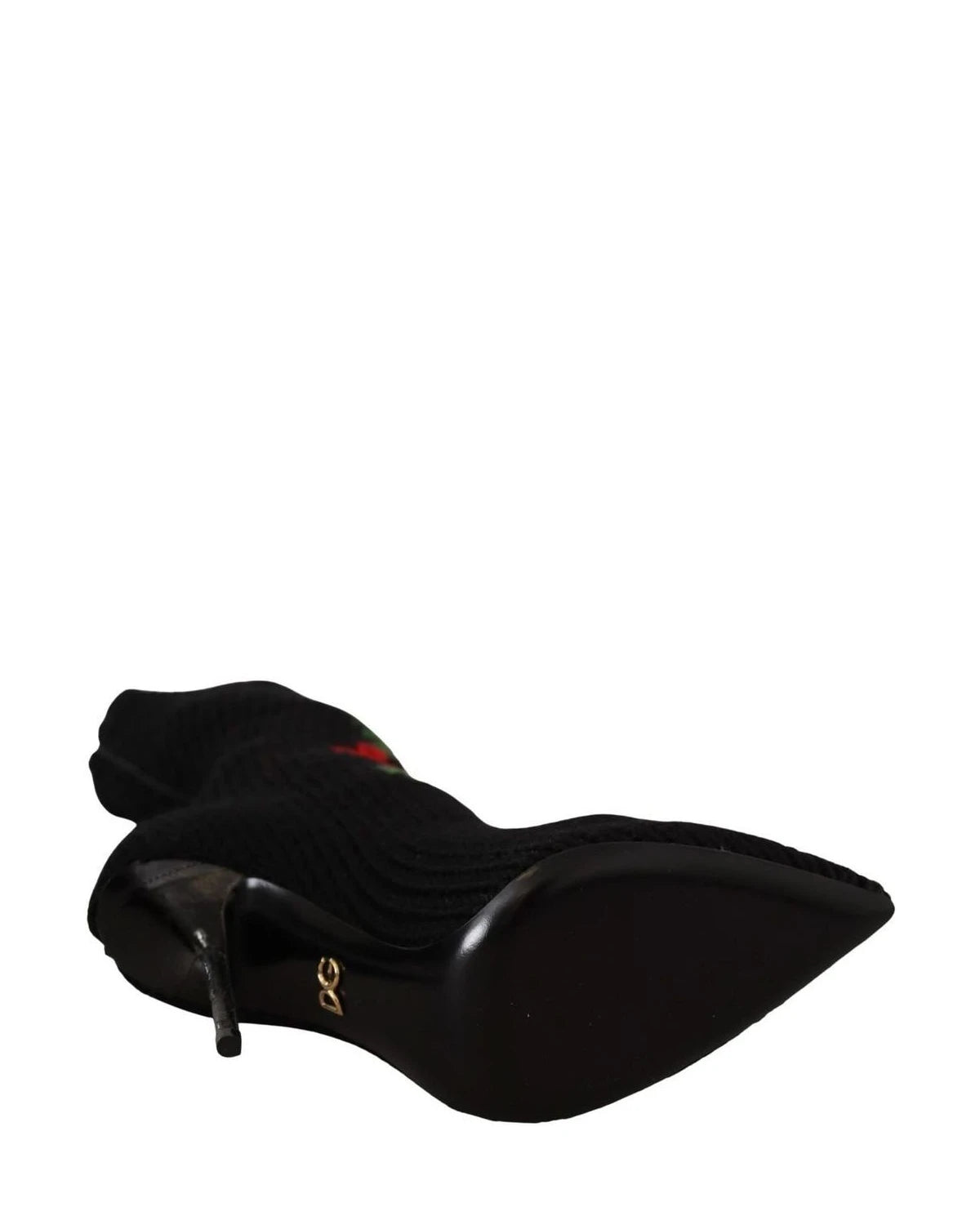 Dolce & Gabbana Black Stretch Socks Red Roses Booties Shoes Boots