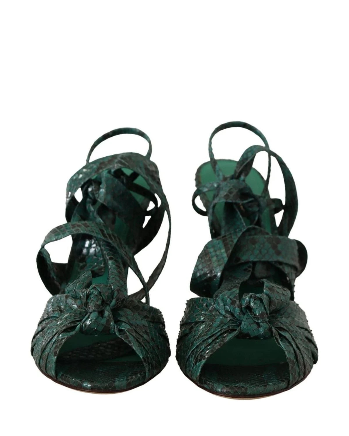 Dolce & Gabbana Green Python Strap Sandals Heels Shoes Heels