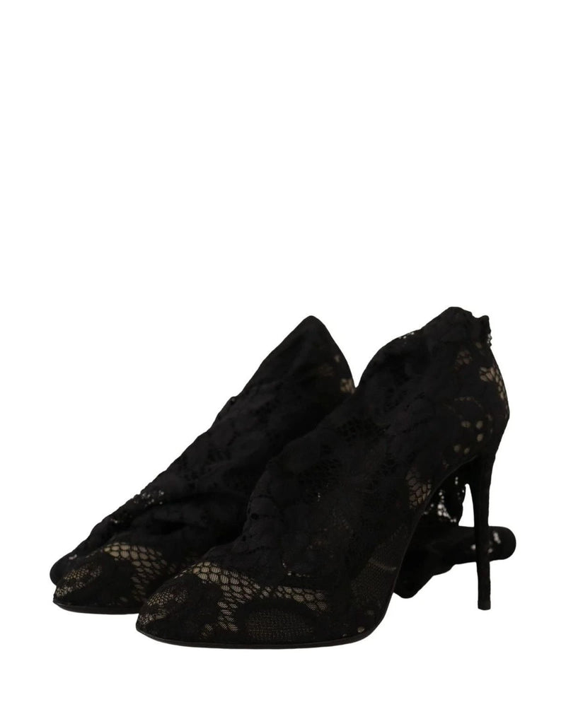 Dolce & Gabbana Black Lace Stretch Socks Taormina Boots Boots