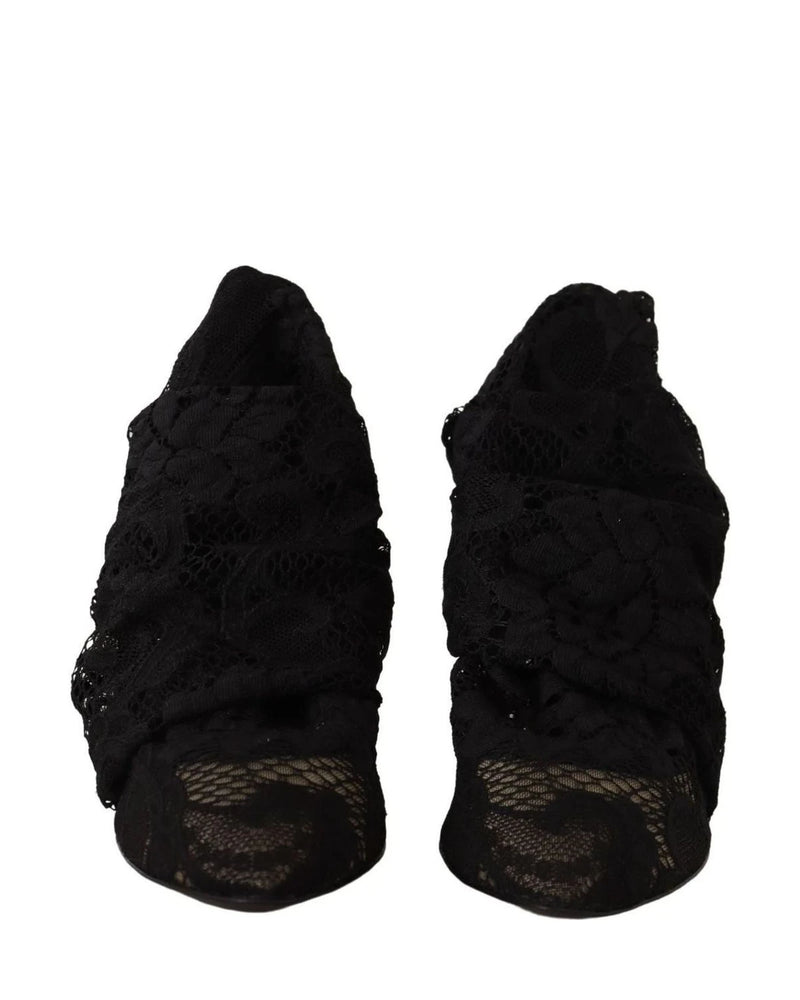 Dolce & Gabbana Black Lace Stretch Socks Taormina Boots Boots