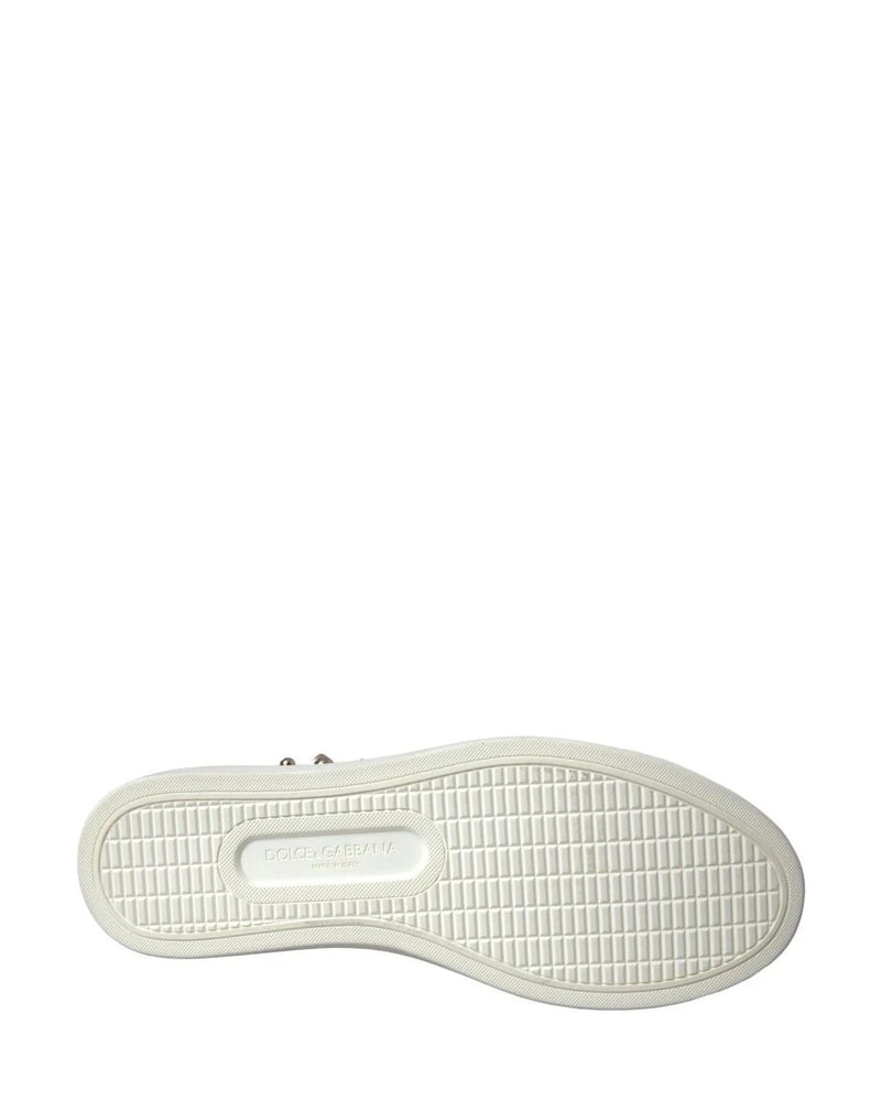 Dolce & Gabbana White Leather Gold Red Heart Sneakers Shoes Sneakers