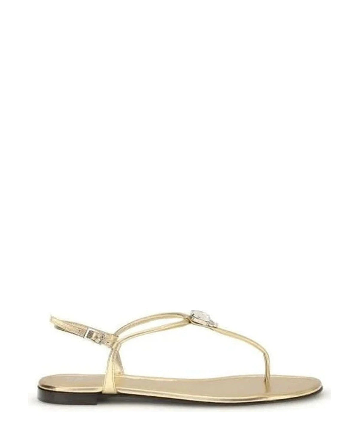 Giuseppe Zanotti Gold Calf Leather Bos Taurus Flat Sandals Sandals