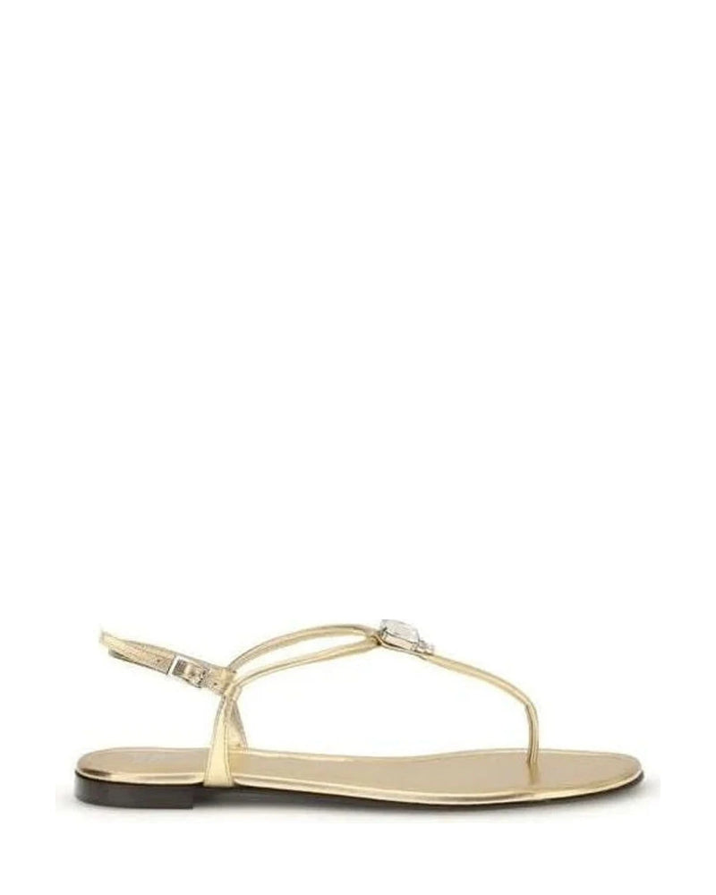 Giuseppe Zanotti Gold Calf Leather Bos Taurus Flat Sandals Sandals