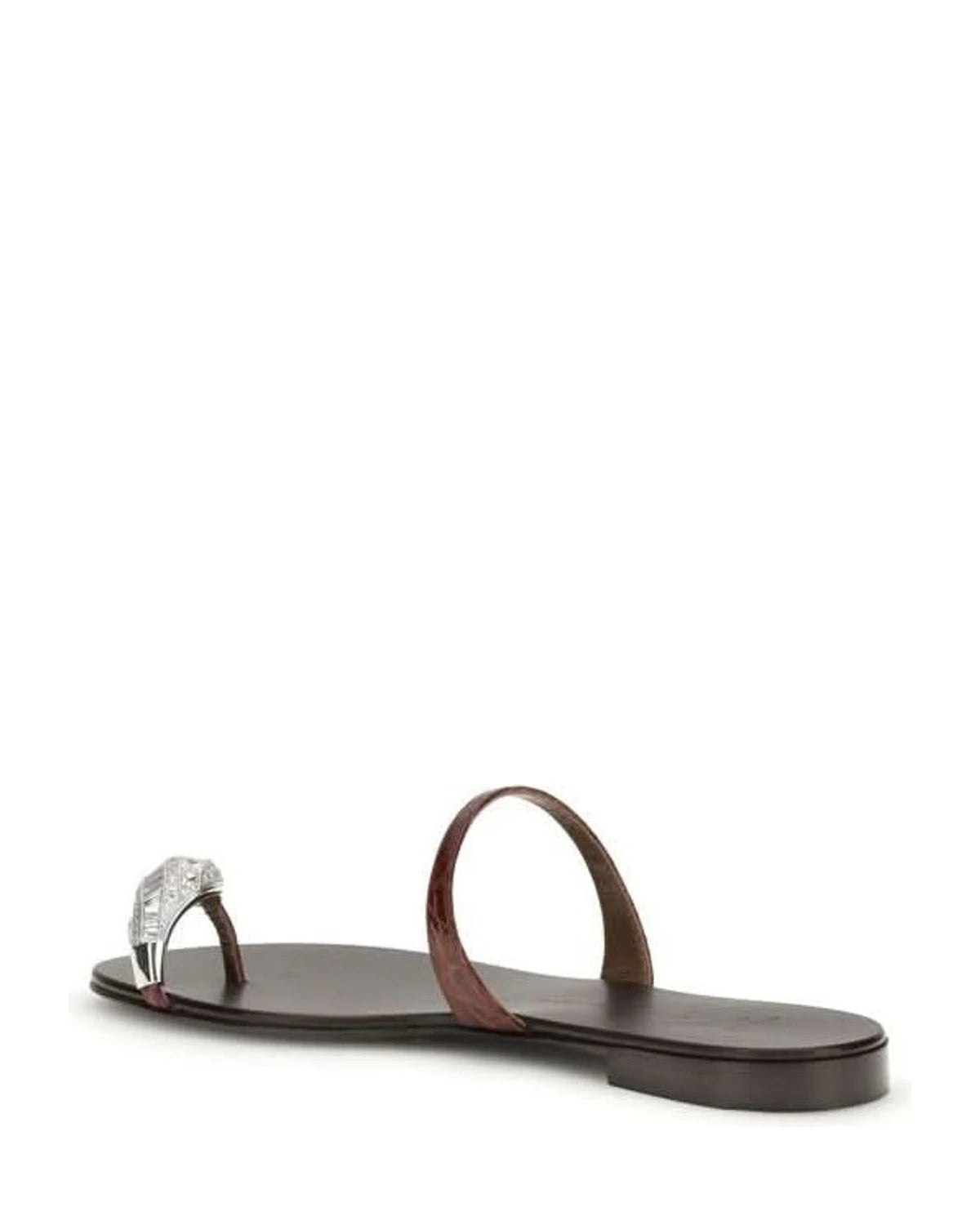Giuseppe Zanotti Brown Calf Leather Bos Taurus Flat Sandals Flats