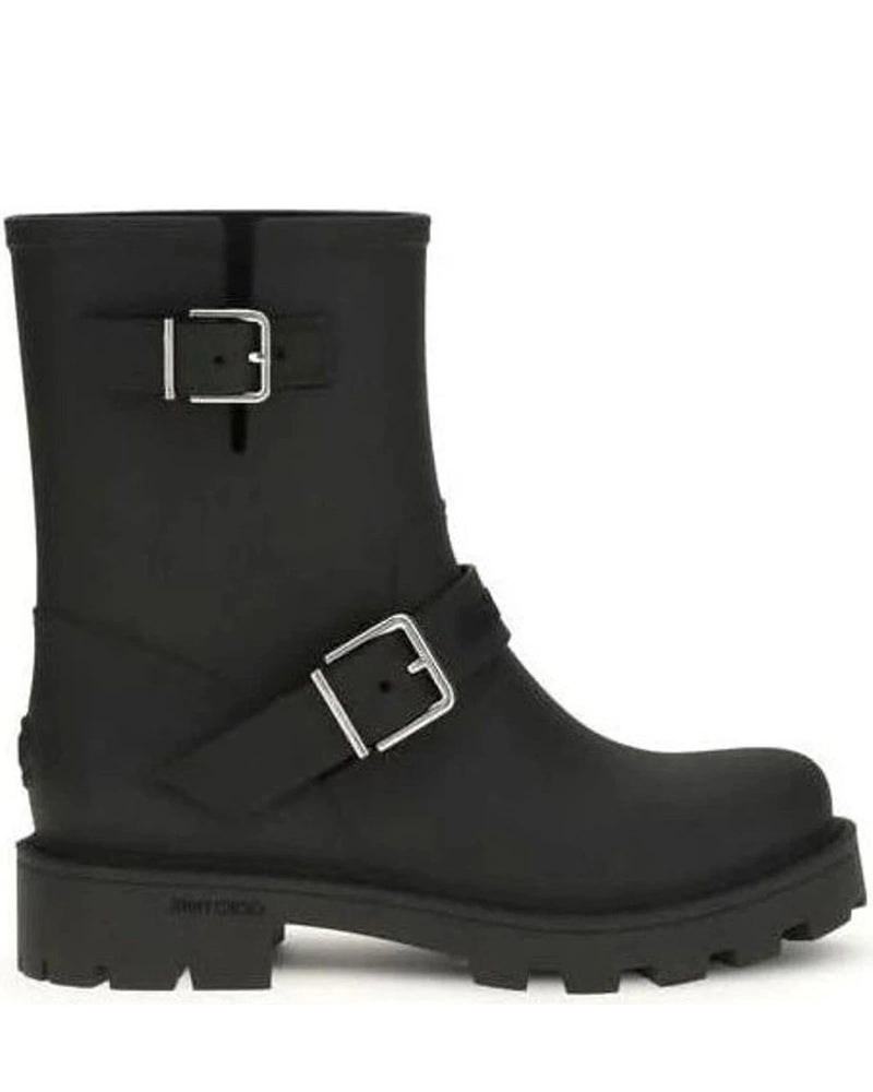 Jimmy Choo Black Polyurethane Rain Boots Boots