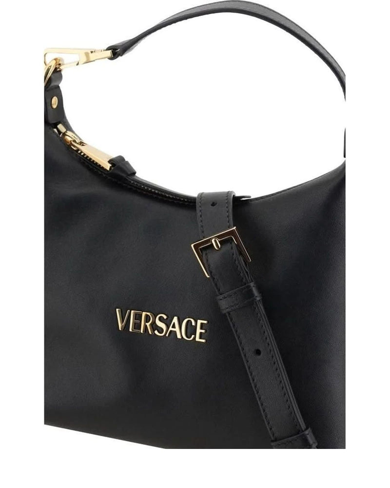 Versace Black Calf Leather Bos Taurus Handbag Hobo Bags