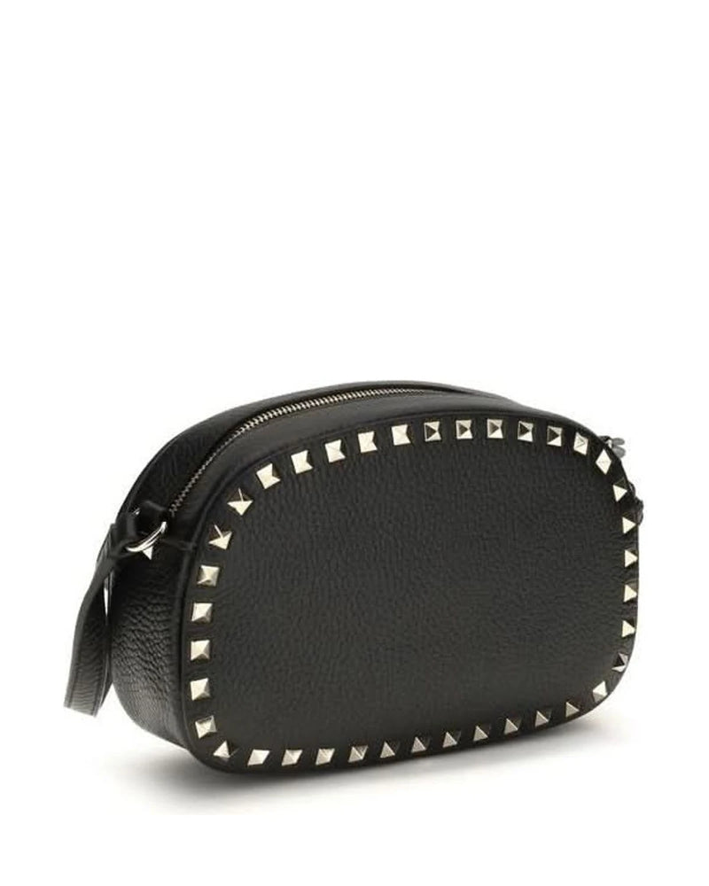 Valentino Garavani Black Calf Leather Bos Taurus Shoulder Bag Shoulder Bags