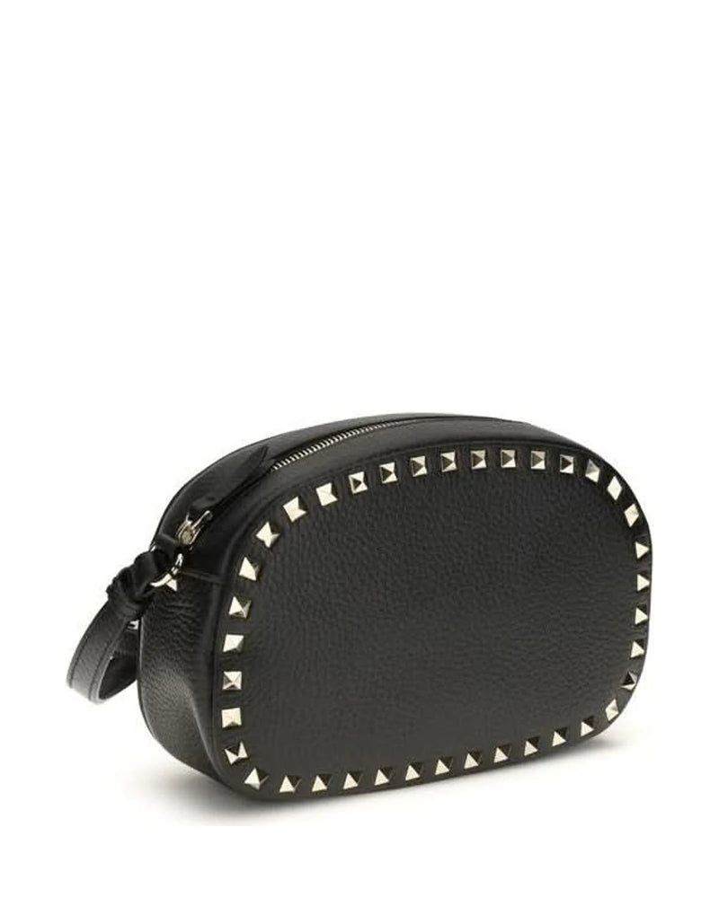 Valentino Garavani Black Calf Leather Bos Taurus Shoulder Bag Shoulder Bags