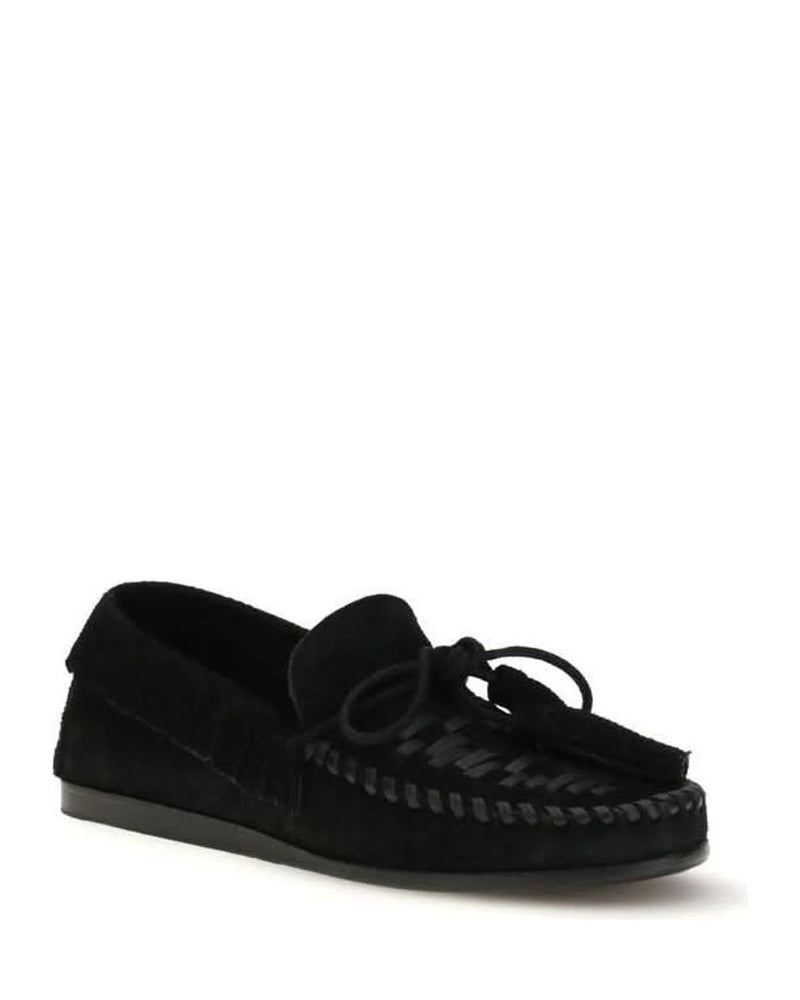 Isabel Marant Black Calf Leather Bos Taurus Slip On Loafers Flats