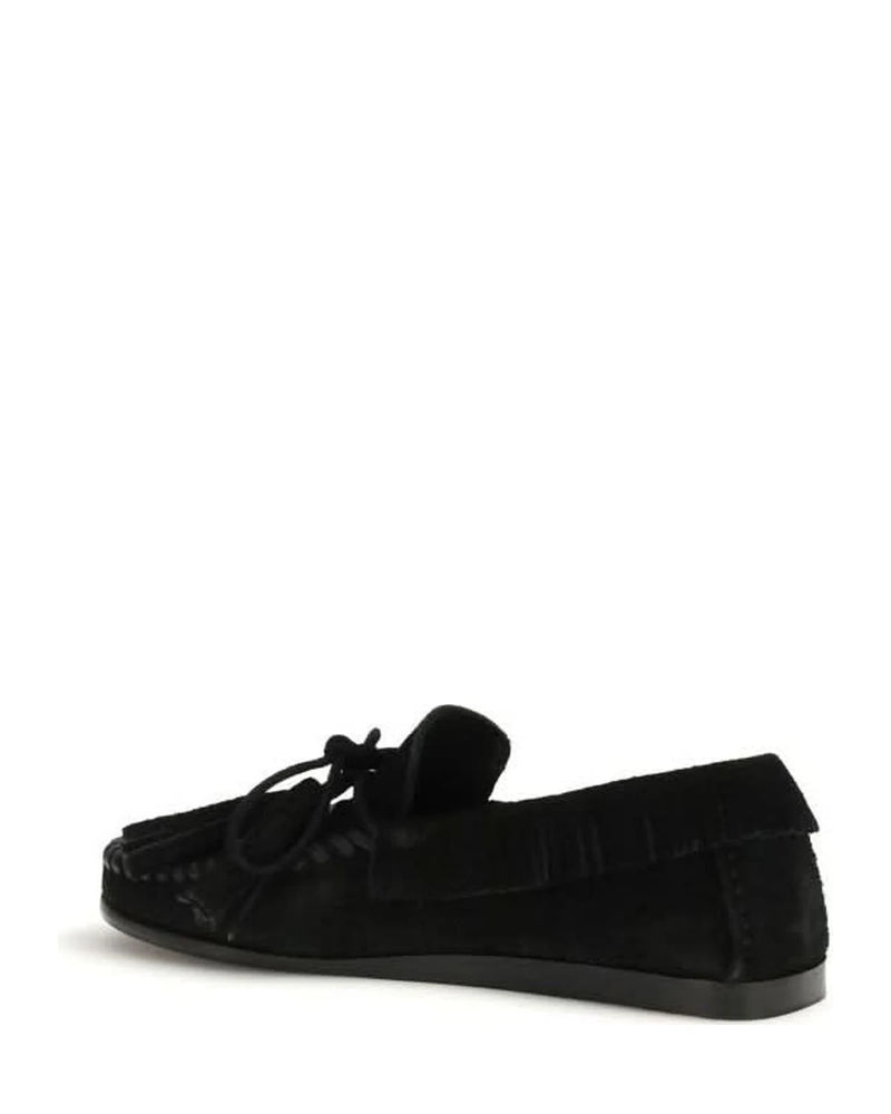 Isabel Marant Black Calf Leather Bos Taurus Slip On Loafers Flats
