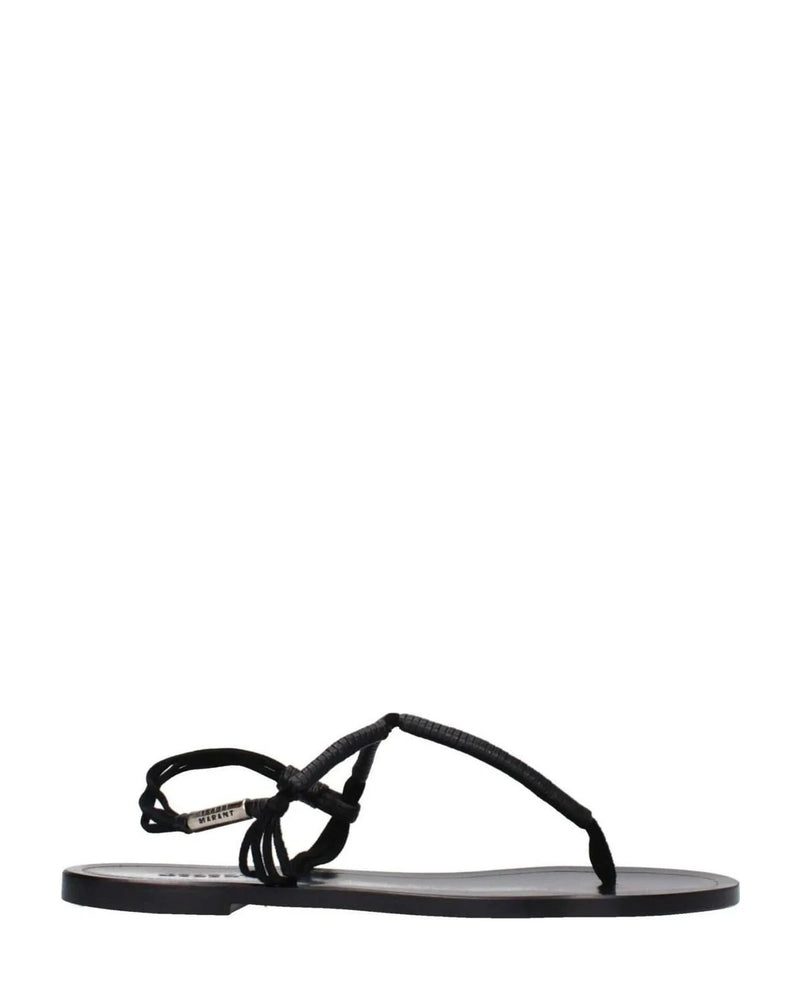 Isabel Marant Black Leather Flip Flop Sandals 
