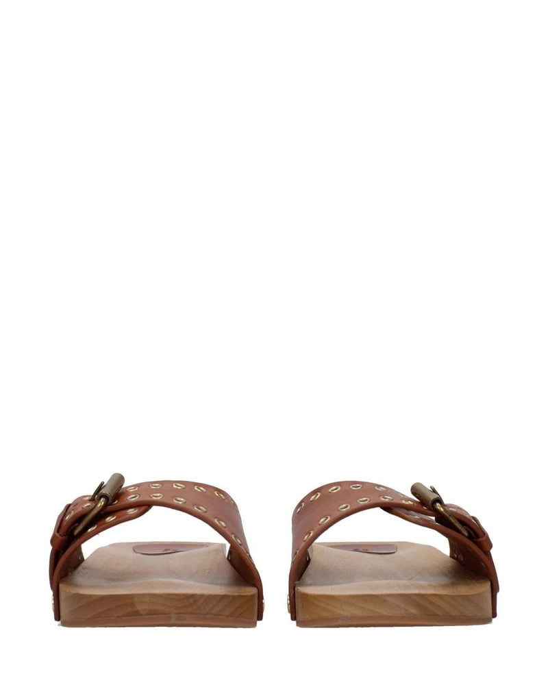 Isabel Marant Brown Leather Slippers 