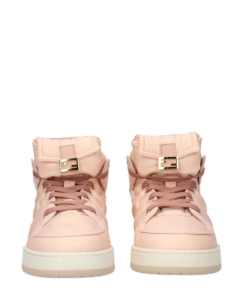 Fendi Pink Nylon High Top Sneakers 