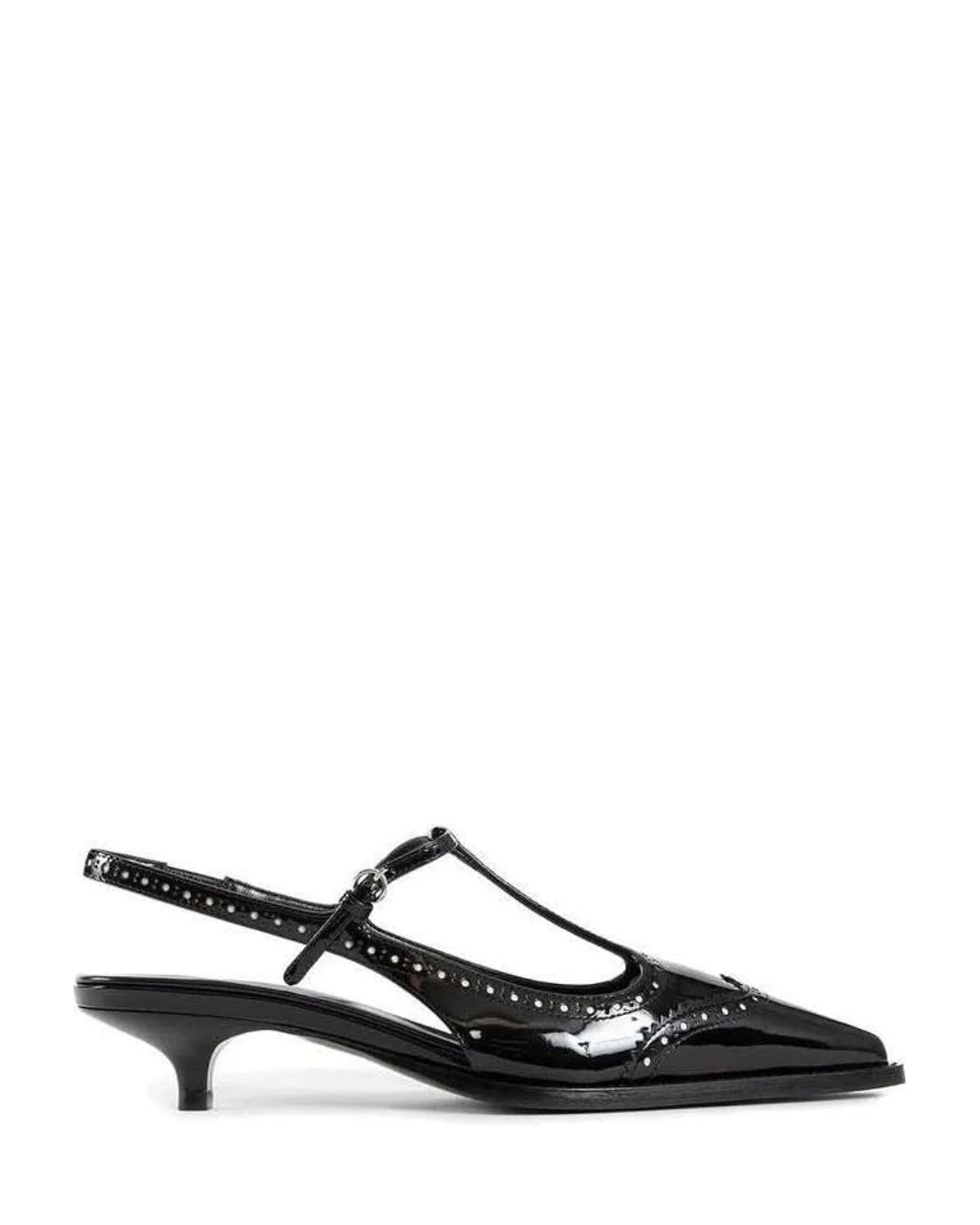 Miu Miu Black Calfskin Mid Heel Pumps 