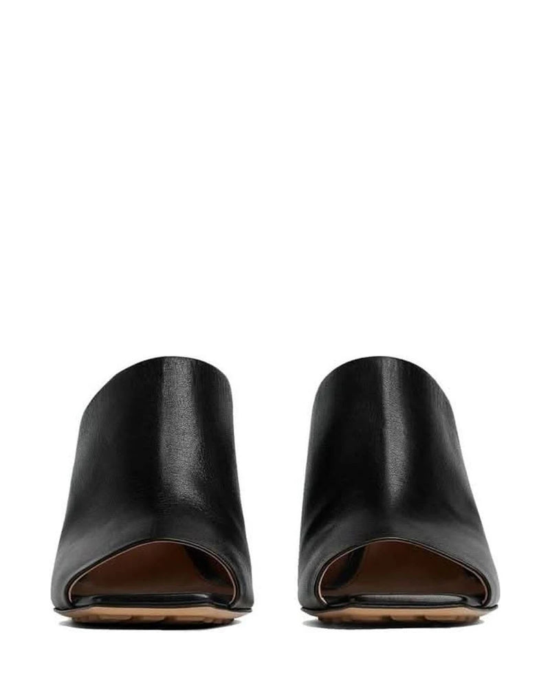 Bottega Veneta Black Leather Lamb Mules 