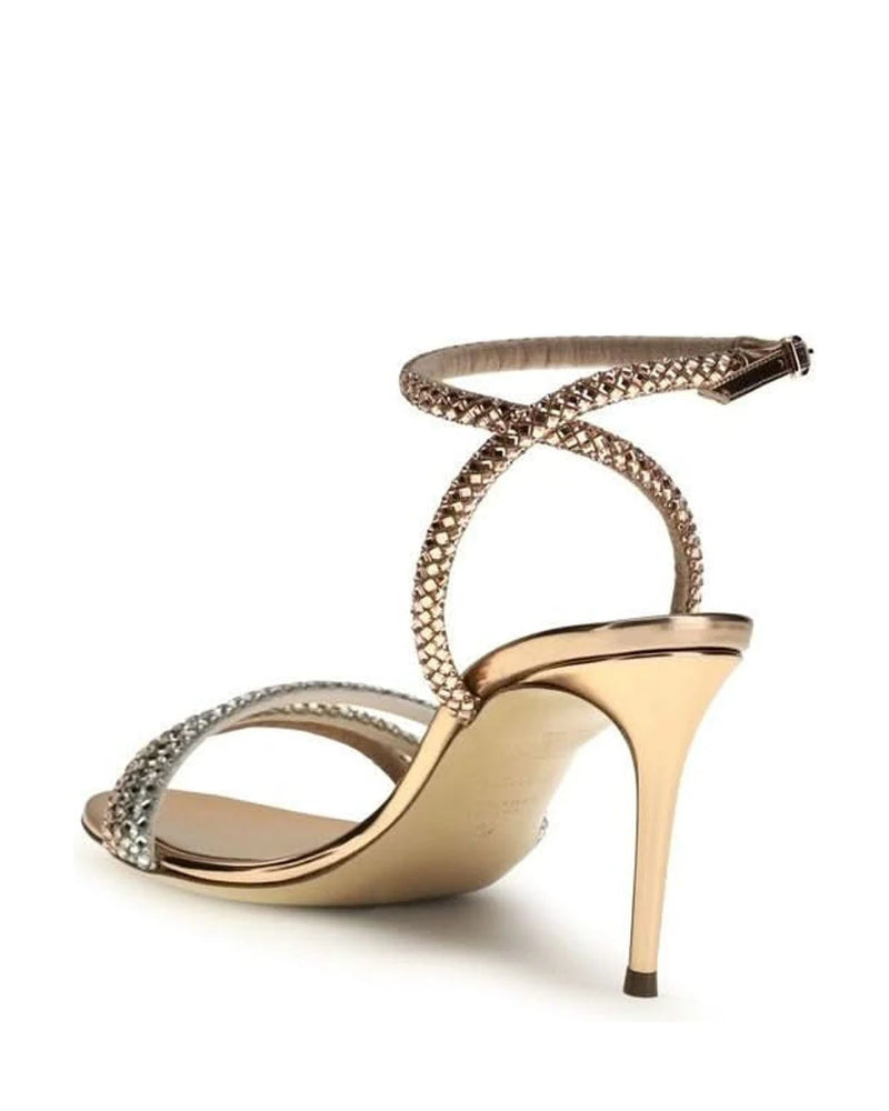 Casadei Gold Calf Leather Bos Taurus Stiletto Heel 
