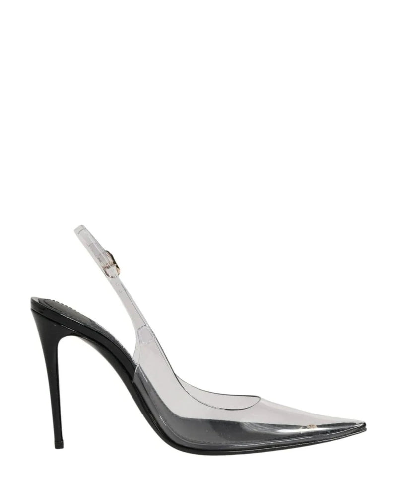 Dolce & Gabbana Black Leather Clear Pvc Slingback Pumps Shoes 