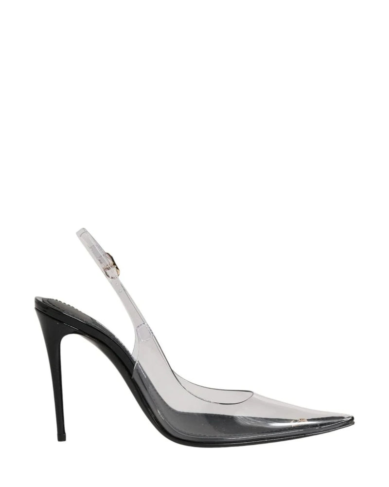 Dolce & Gabbana Black Leather Clear Pvc Slingback Pumps Shoes 