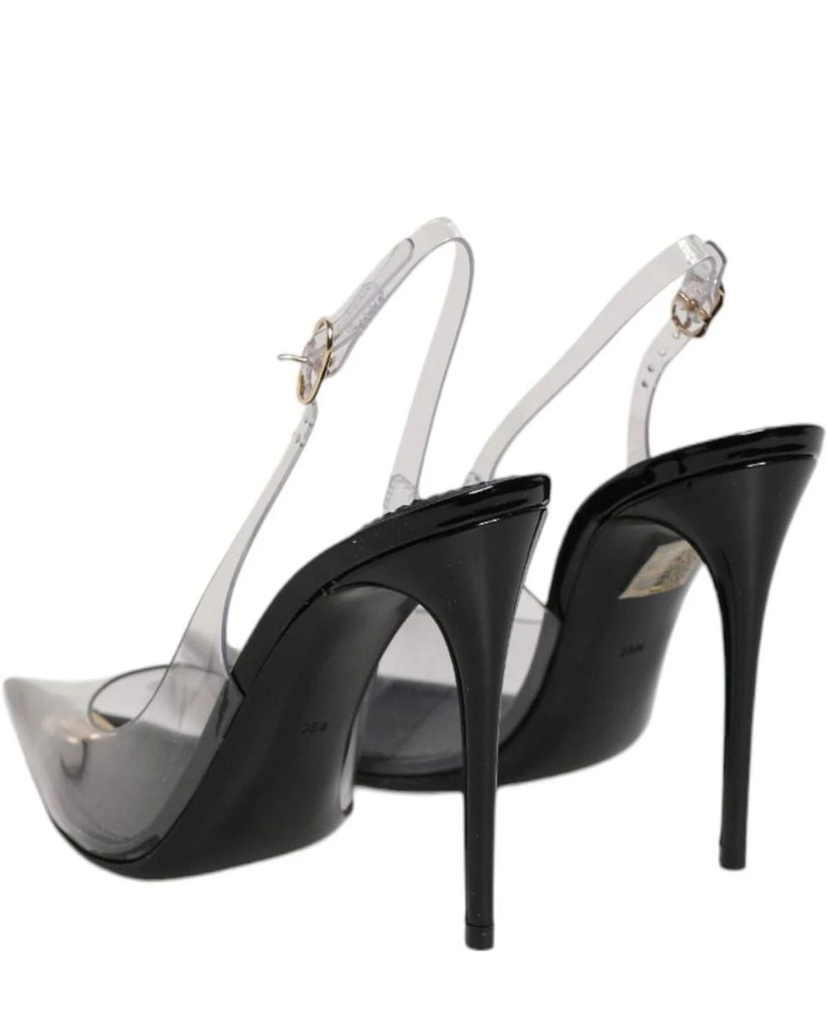 Dolce & Gabbana Black Leather Clear Pvc Slingback Pumps Shoes 
