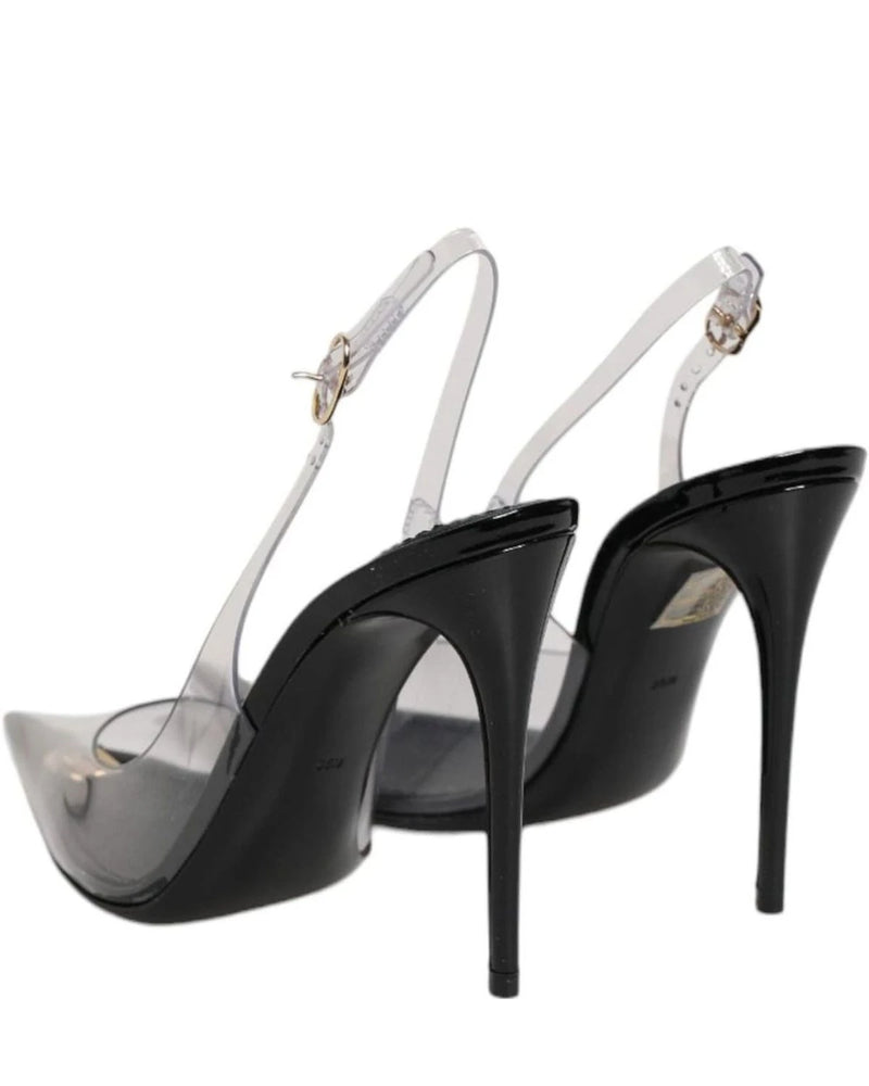 Dolce & Gabbana Black Leather Clear Pvc Slingback Pumps Shoes 