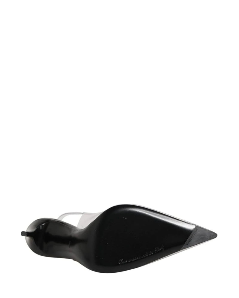 Dolce & Gabbana Black Leather Clear Pvc Slingback Pumps Shoes 
