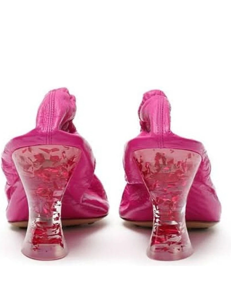 Bottega Veneta Fuchsia Leather Slippers 