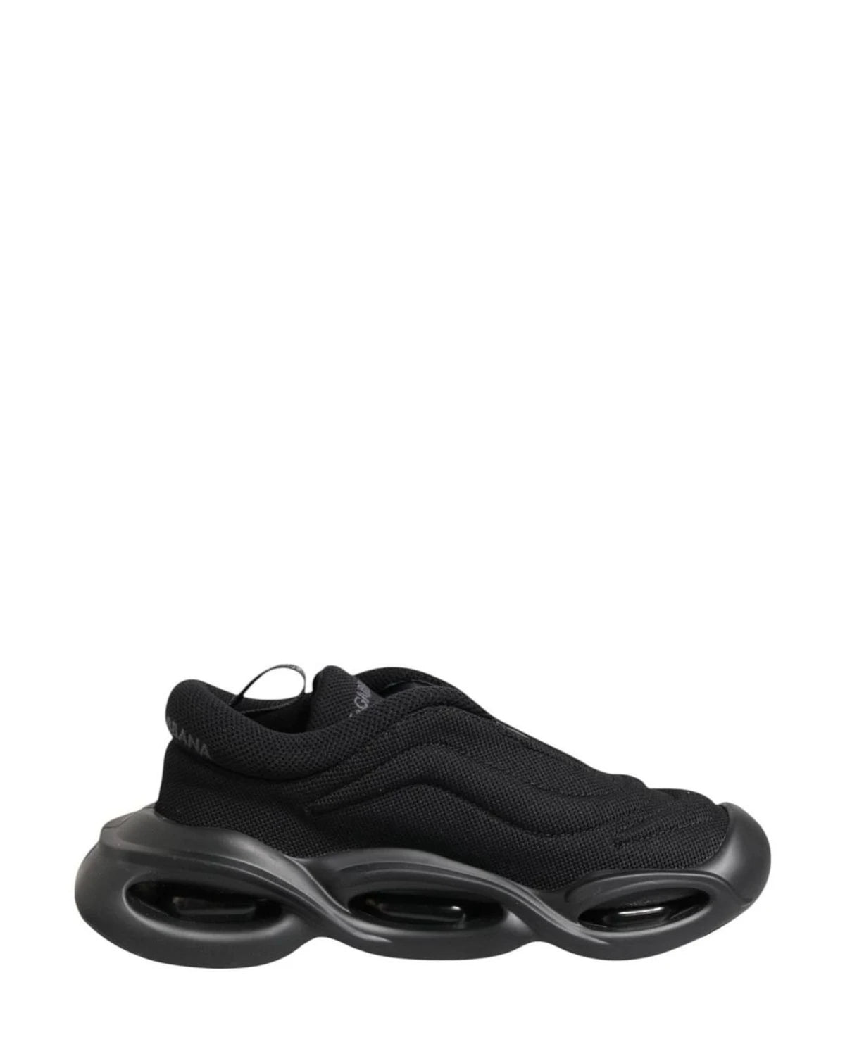Dolce & Gabbana Black Slip On Low Top Wave Sneakers Shoes 