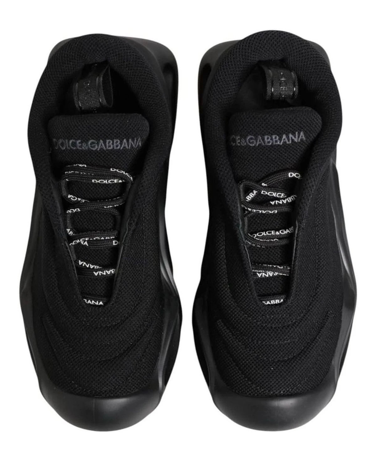 Dolce & Gabbana Black Slip On Low Top Wave Sneakers Shoes 
