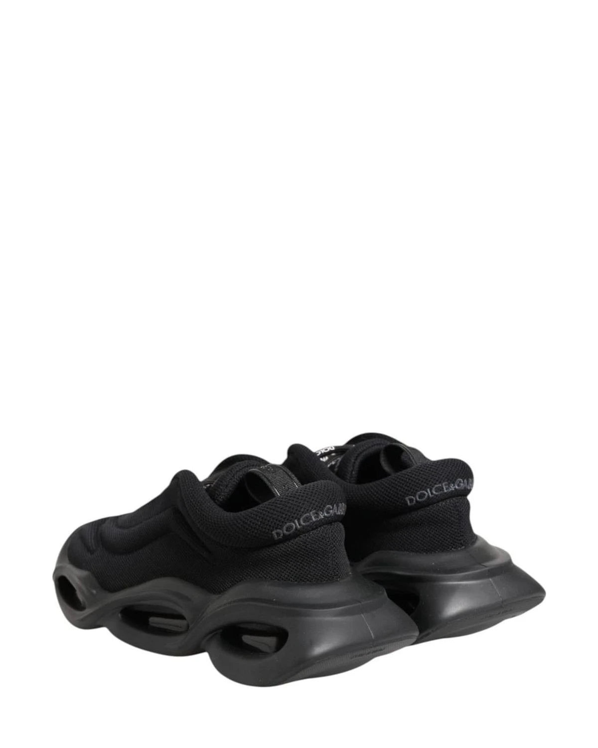 Dolce & Gabbana Black Slip On Low Top Wave Sneakers Shoes 